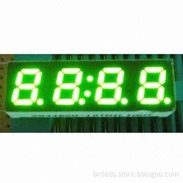 7-segment LED Display, 0.28-inch green color four digits, common anode, gray face and white segments